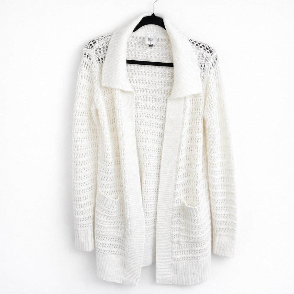 CAbi New Open Stitch Cardigan White small